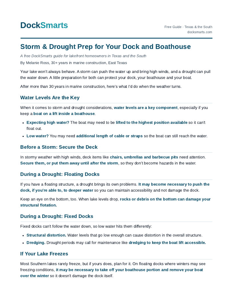 First page of the guide Storm and Drought Prep